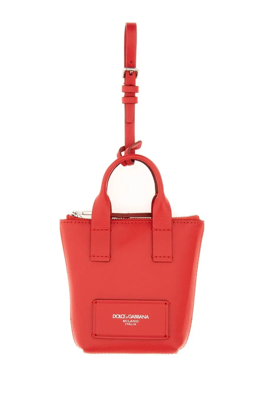 Dolce &amp; Gabbana unisex leather minibag charm red vibrant red leather mini tote with sleek glossy finish and logo plaque