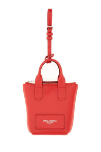 Dolce &amp; Gabbana unisex leather minibag charm red vibrant red leather mini tote with sleek glossy finish and logo plaque