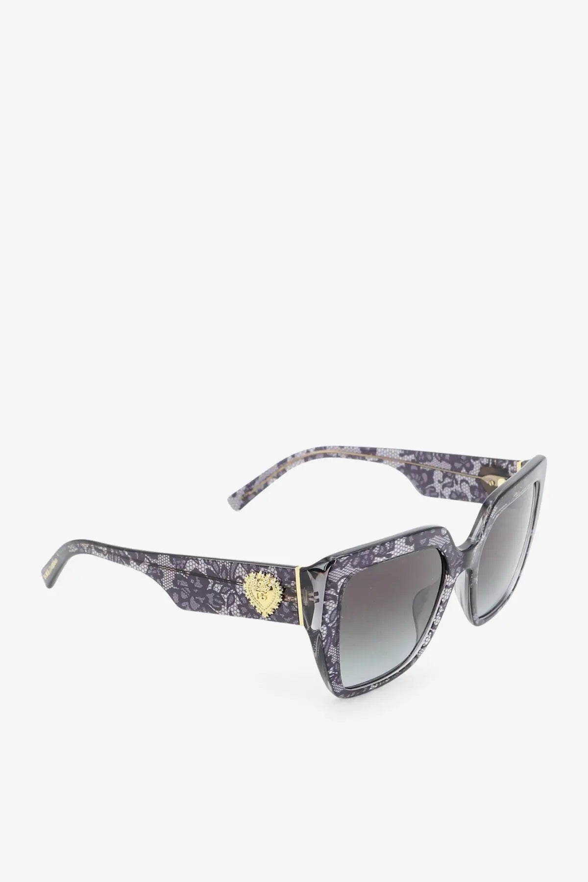 Dolce &amp; gabbana women’s black acetate sunglasses with dark gray snakeskin pattern and gold medusa head emblem on the temple