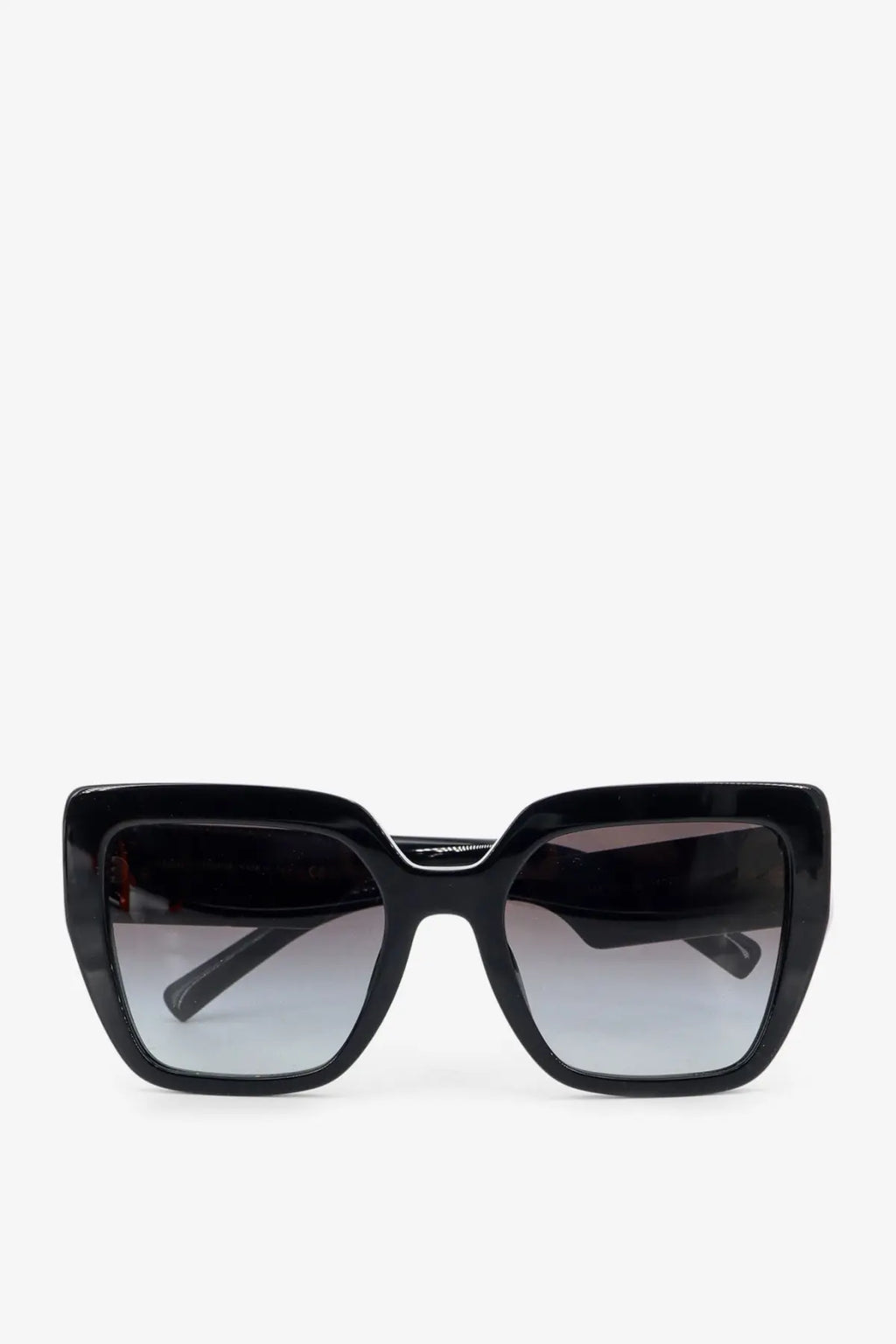 Dolce &amp; gabbana women’s black acetate sunglasses with black square frames and gradient gray lenses