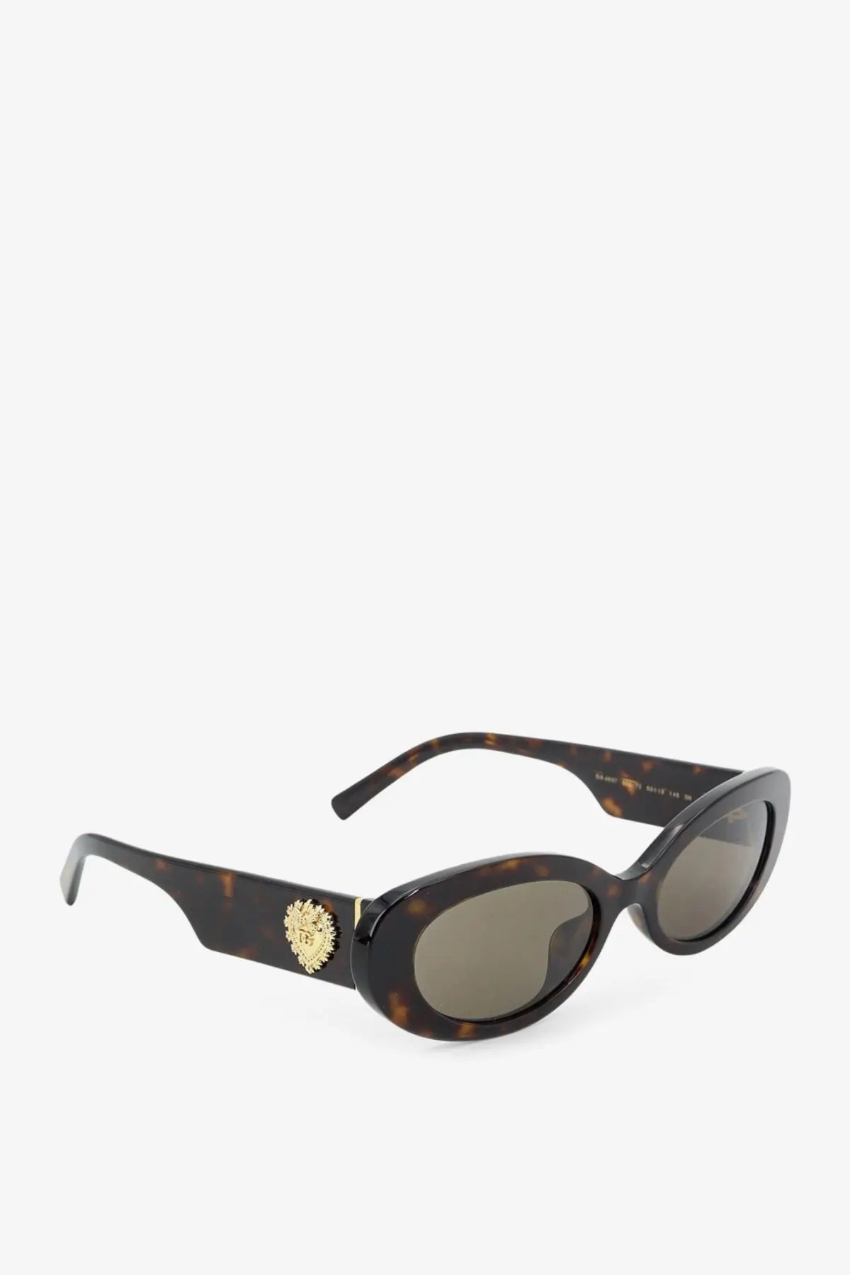 Dolce &amp; Gabbana women’s tortoiseshell acetate cat-eye sunglasses with brown lenses and gold tone Medusa head emblem