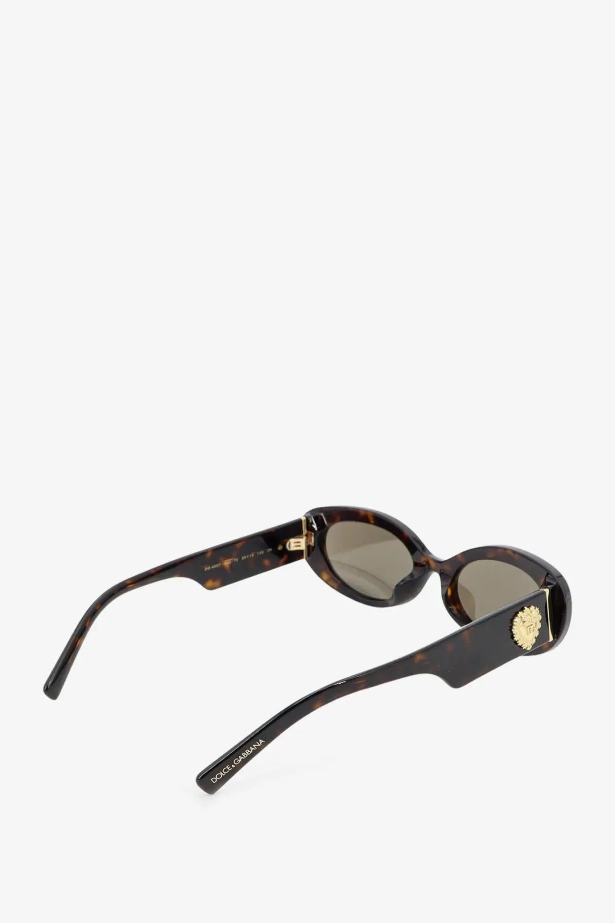 Dolce &amp; gabbana women’s tortoiseshell acetate sunglasses in brown with gold-tone lion emblem on the temple