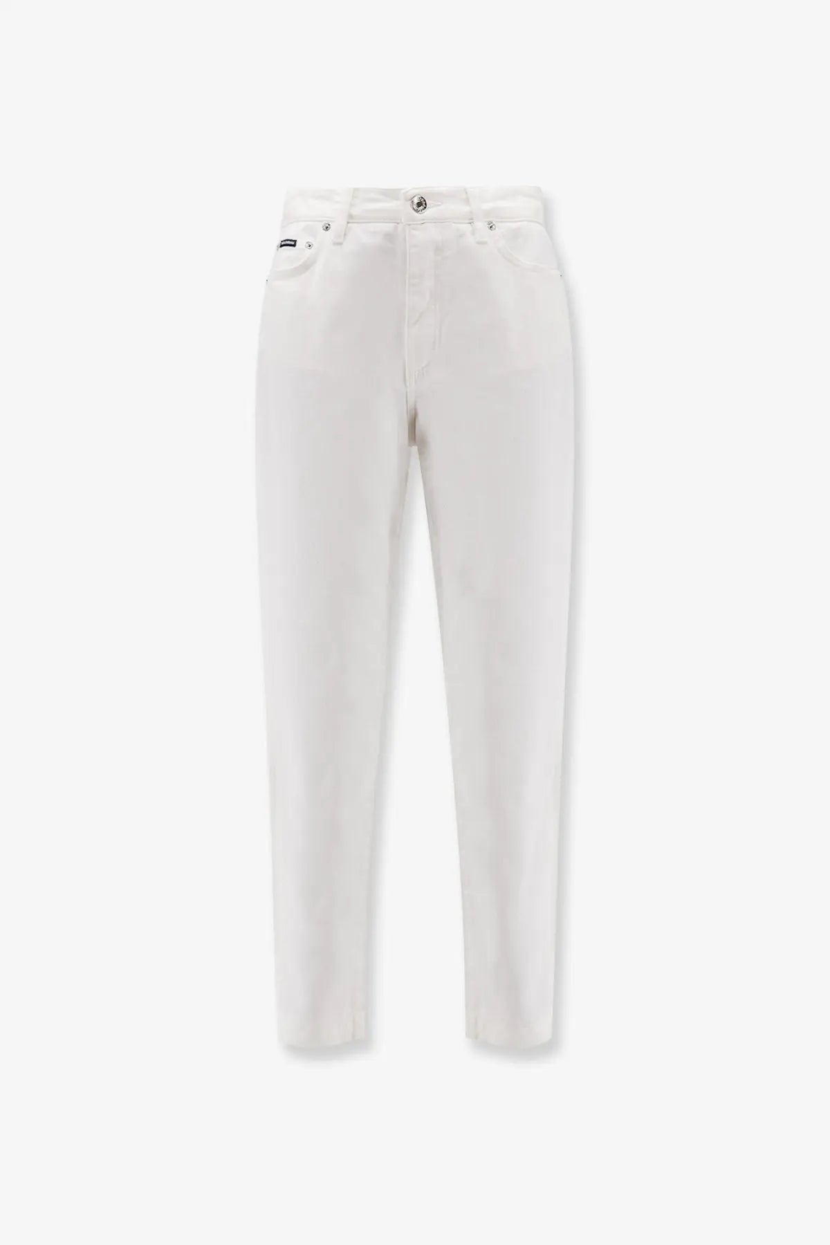 Dolce &amp; Gabbana women’s Audrey white denim trousers with a clean straight-leg cut and subtle stitching details