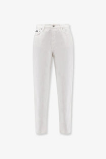 Dolce &amp; Gabbana women’s Audrey white denim trousers with a clean straight-leg cut and subtle stitching details