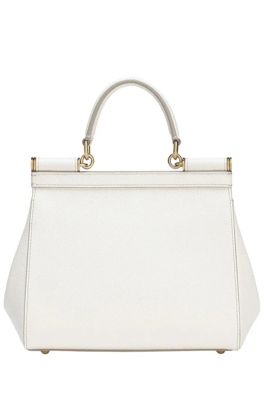 Dolce &amp; Gabbana women’s Sicily medium white leather handbag with gold-tone hardware and structured design