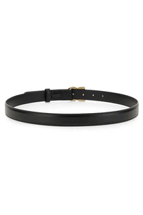 Dolce &amp; Gabbana women’s black leather belt with gold-tone buckle elegant accessory for stylish outfits