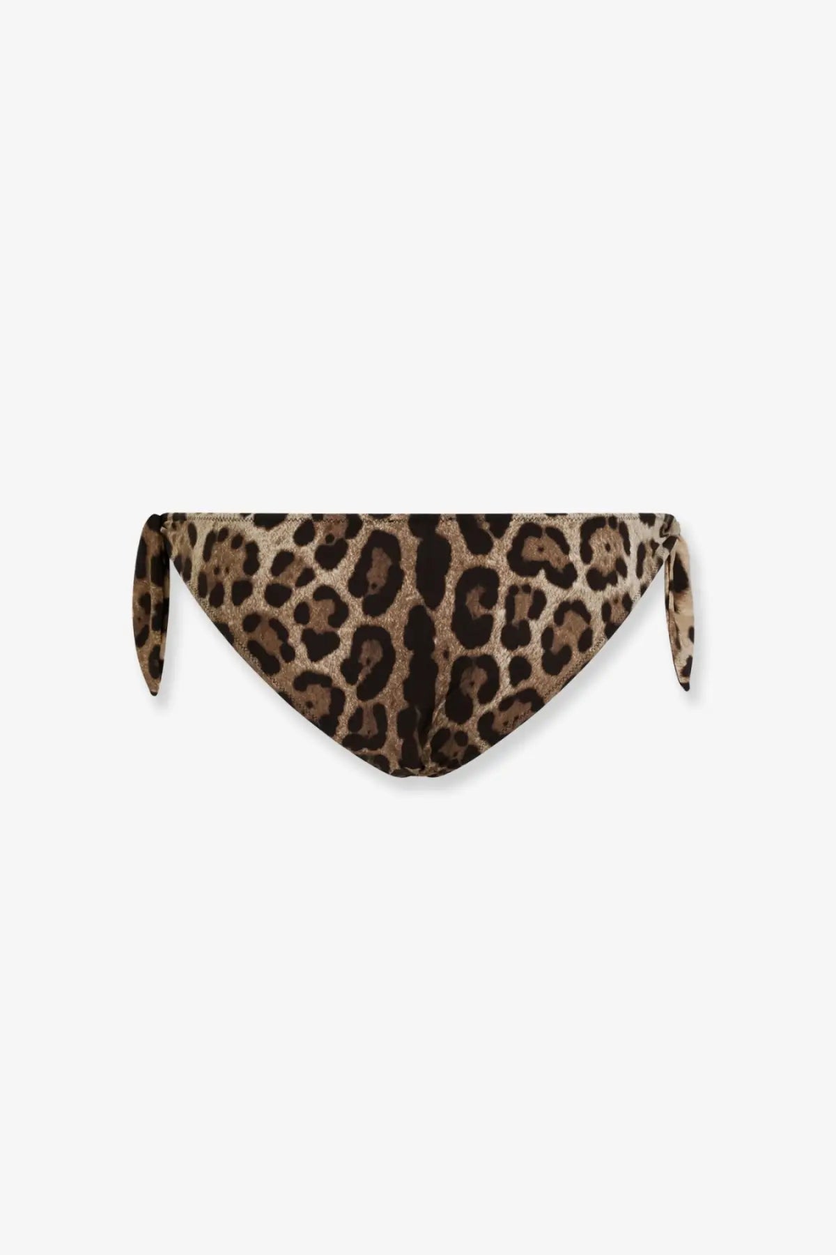 Dolce &amp; Gabbana women’s leopard print bikini slip with a triangular cut and tied side ties visible from the back