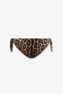 Dolce &amp; Gabbana women’s leopard print bikini slip with a triangular cut and tied side ties visible from the back
