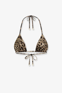 Dolce &amp; Gabbana women’s leopard-print halter top bikini with adjustable ties and tie-front closure