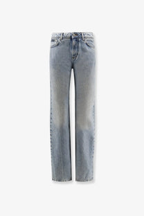 Dolce &amp; Gabbana women’s blue light-wash denim jeans with straight-leg cut and subtle thigh fading