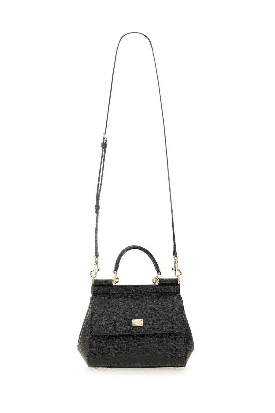 Dolce &amp; gabbana women’s borsa sicily medium black leather handbag with gold-tone hardware and structured design