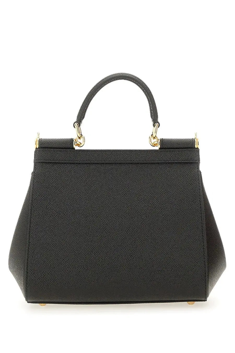 Dolce &amp; Gabbana women’s borsa Sicily medium black leather handbag with gold-tone hardware and top handle