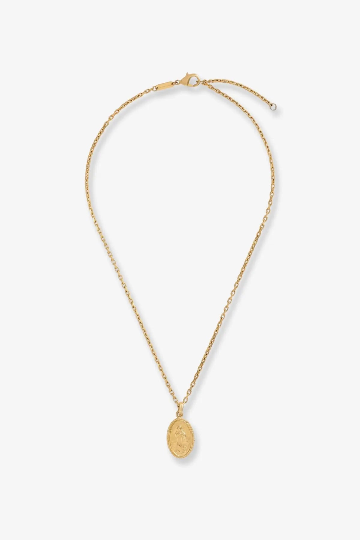 Dolce &amp; Gabbana women’s gold brass chain necklace with oval pendant featuring subtle engraved design