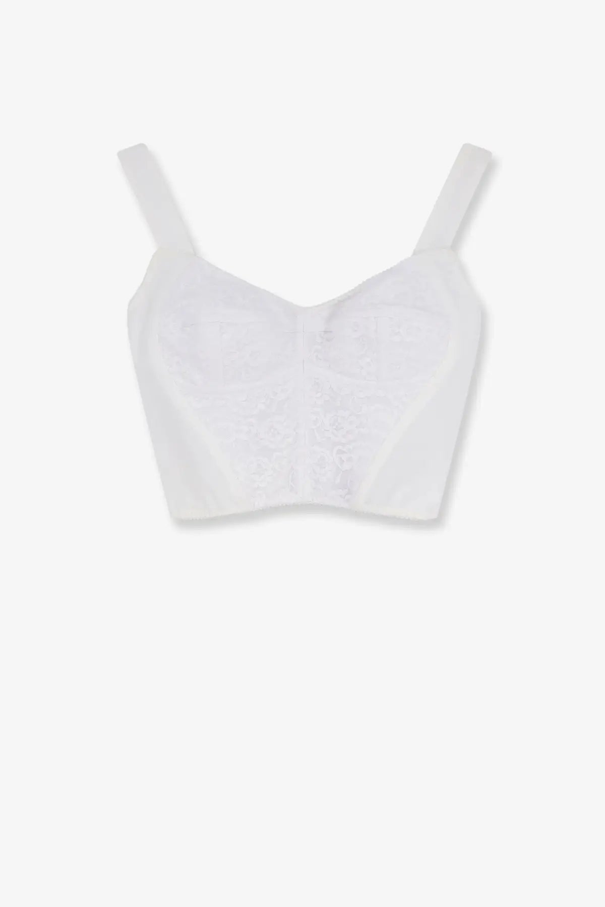 Dolce &amp; Gabbana women’s white lace bustier top with thin straps and structured supportive design