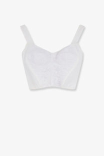 Dolce &amp; Gabbana women’s white lace bustier top with thin straps and structured supportive design