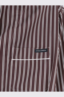 Dolce &amp; Gabbana women’s camicia pigiama vanity popeline top brown and white striped with black chest pocket label