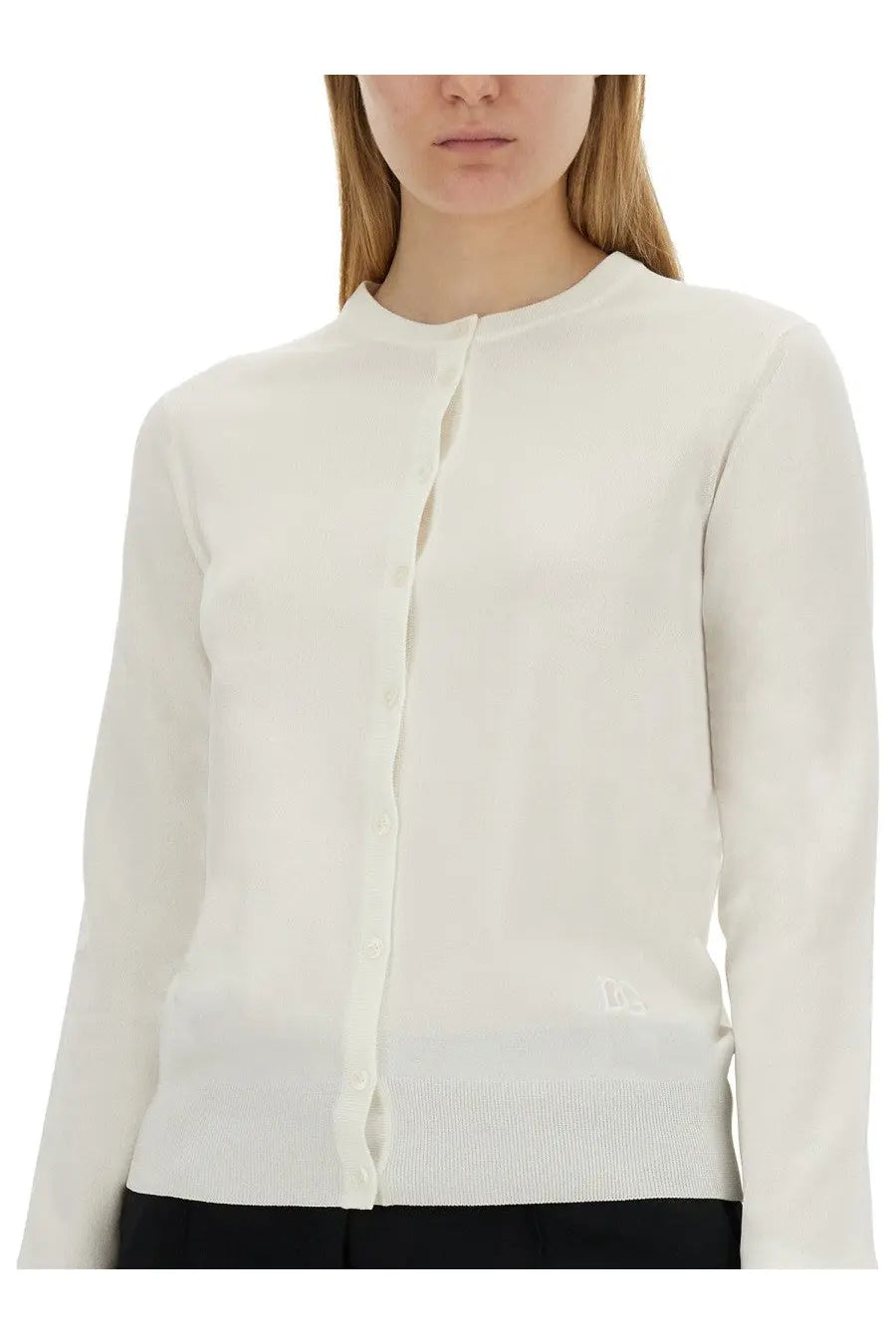 Dolce &amp; gabbana women’s cream white knit cardigan with long sleeves button closure and ribbed hem detailing