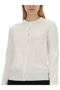 Dolce &amp; gabbana women’s cream white knit cardigan with long sleeves button closure and ribbed hem detailing
