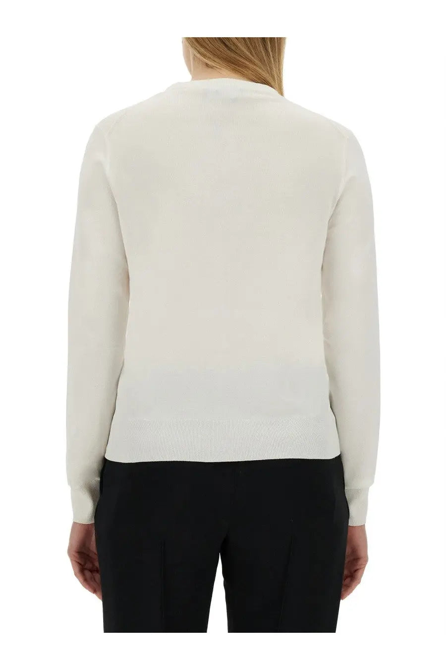 Dolce &amp; Gabbana women’s off-white knit cardigan with ribbed hem and cuffs made from soft lightweight material