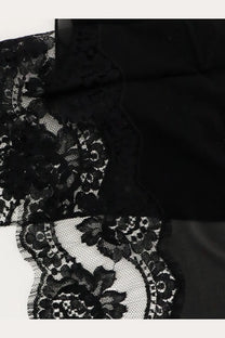 Dolce &amp; gabbana women’s chador silk and cotton scarf black with delicate black floral lace trim and scalloped edges