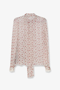 Dolce &amp; Gabbana women’s chiffon shirt pink delicate long-sleeved cream blouse with subtle pink floral sheer fabric