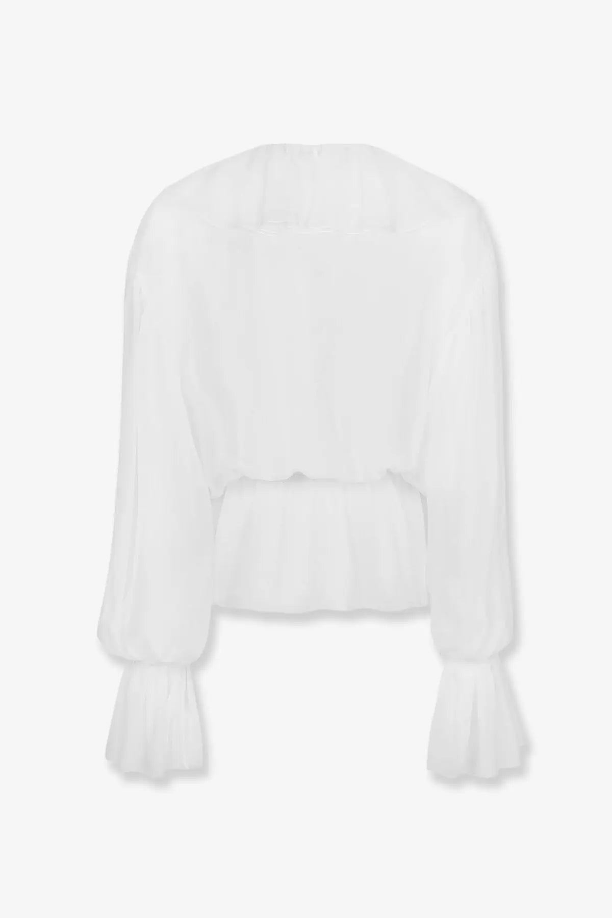 Dolce &amp; Gabbana women’s chiffon shirt white with delicate sheer fabric long sleeves and ruffled cuffs