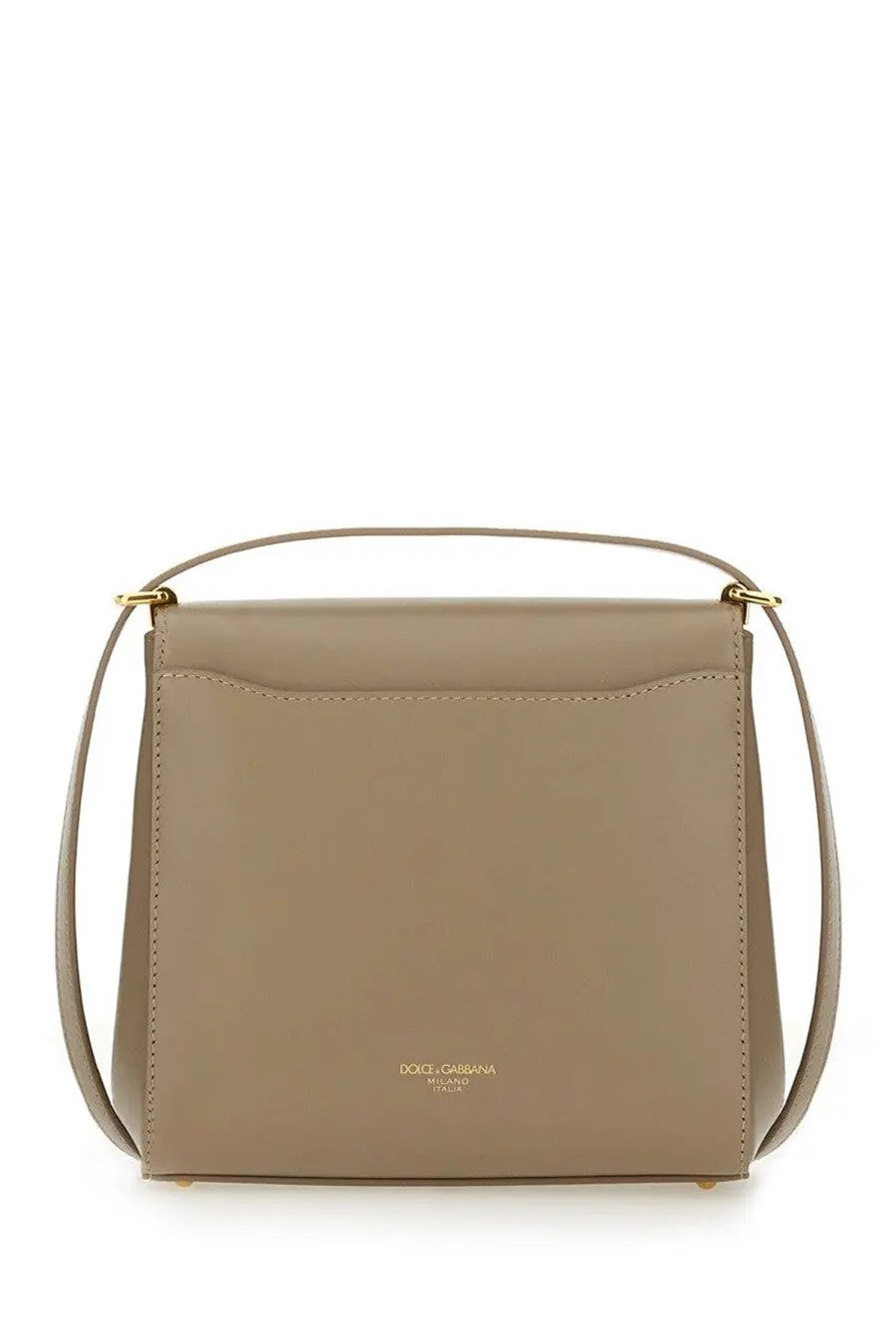 Beige leather crossbody Dolce &amp; Gabbana women’s city Marlene bag with gold-tone hardware and minimalist design
