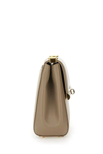 Beige leather dolce and gabbana city marlene handbag with gold-tone hardware and sleek structured design