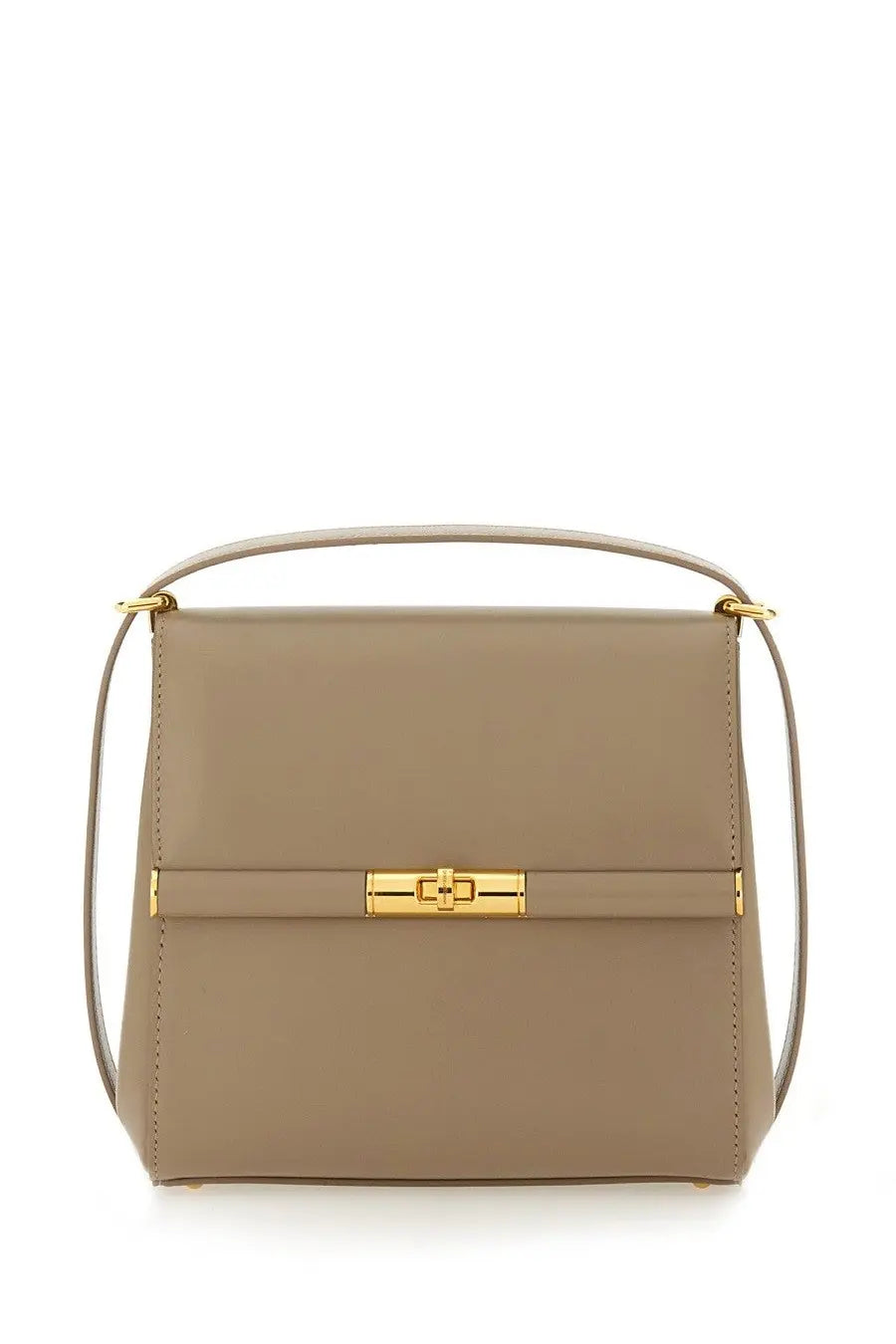 Beige leather dolce &amp; gabbana women’s city marlene handbag with gold-tone hardware and top handle