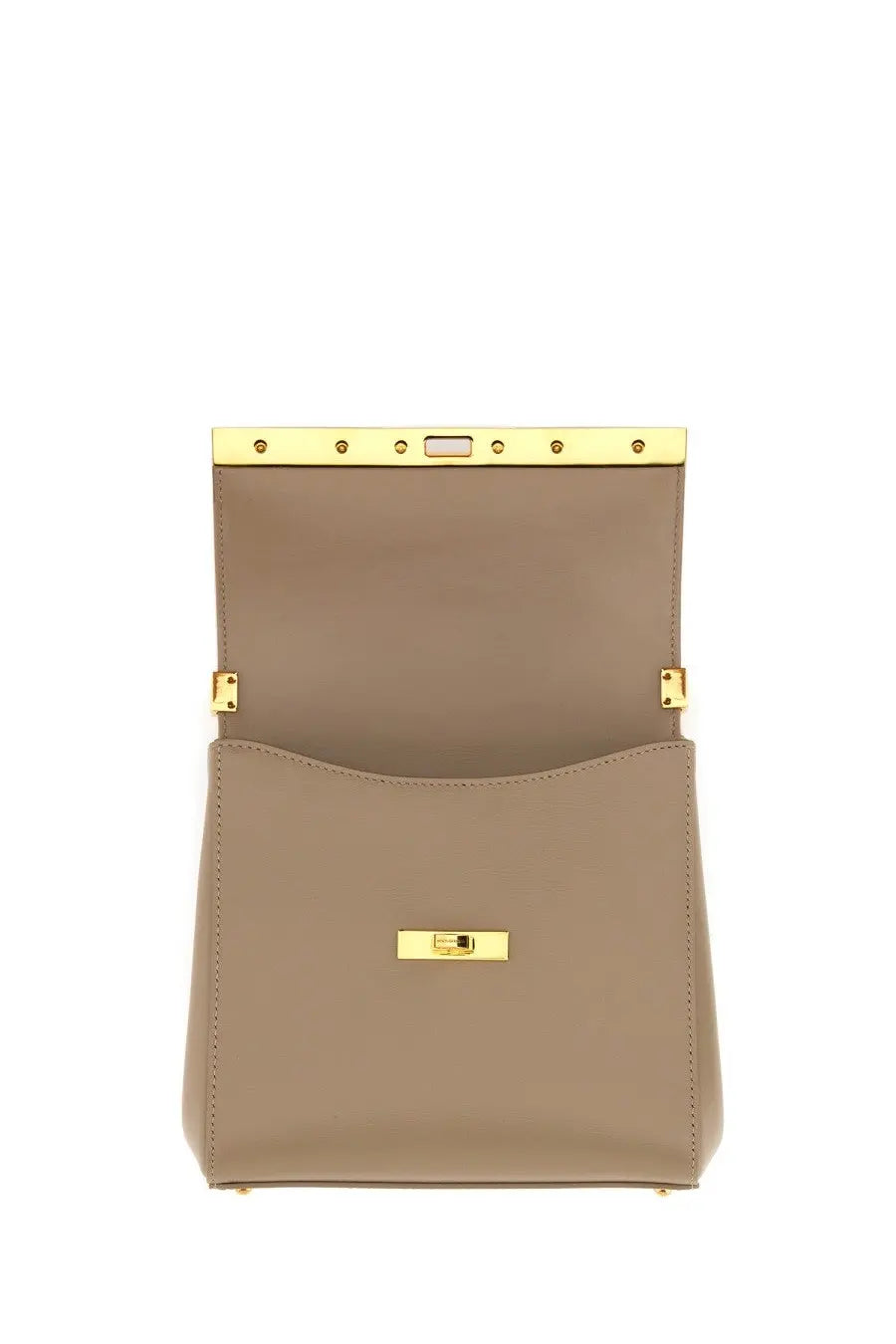 Beige leather dolce and gabbana women’s city marlene bag with gold-tone hardware and minimalist design
