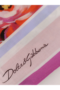 Dolce &amp; gabbana women’s cotton beach wrap in pink with vibrant lavender stripes and bold orange floral print