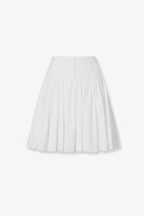 Dolce &amp; Gabbana women’s white cotton circle skirt with pleats fitted waistband and soft flowing fabric