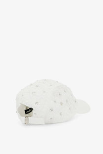 Dolce &amp; Gabbana women’s white cotton baseball cap with silver studs and subtle lace-like texture
