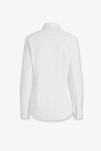 Dolce &amp; Gabbana women’s white cotton long-sleeved button-down shirt with classic collar and neatly stitched seams