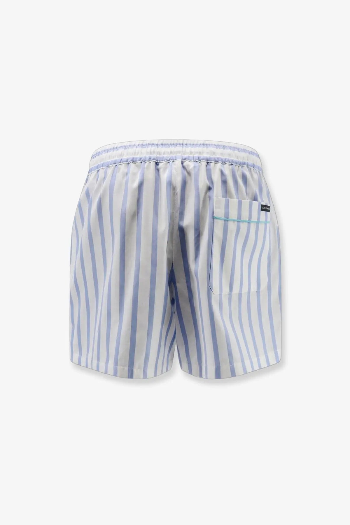 Dolce &amp; Gabbana women’s light blue and white cotton and silk swim trunks with elastic waistband and side pocket