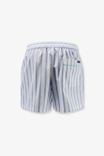 Dolce &amp; Gabbana women’s light blue and white cotton and silk swim trunks with elastic waistband and side pocket