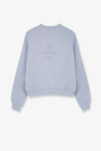Dolce &amp; Gabbana women’s light blue cotton oversized sweatshirt with milano italia embroidery on the back