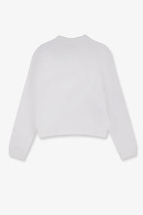 Dolce &amp; Gabbana women’s white cotton cropped sweatshirt with long sleeves and crew neck for casual wear