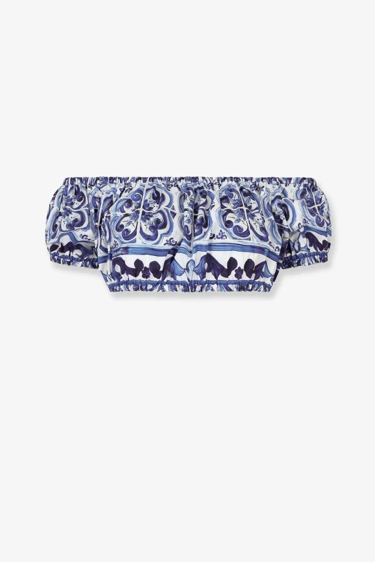 Dolce &amp; gabbana women’s cotton bloomers in blue and white with decorative tile-inspired ruffled pattern