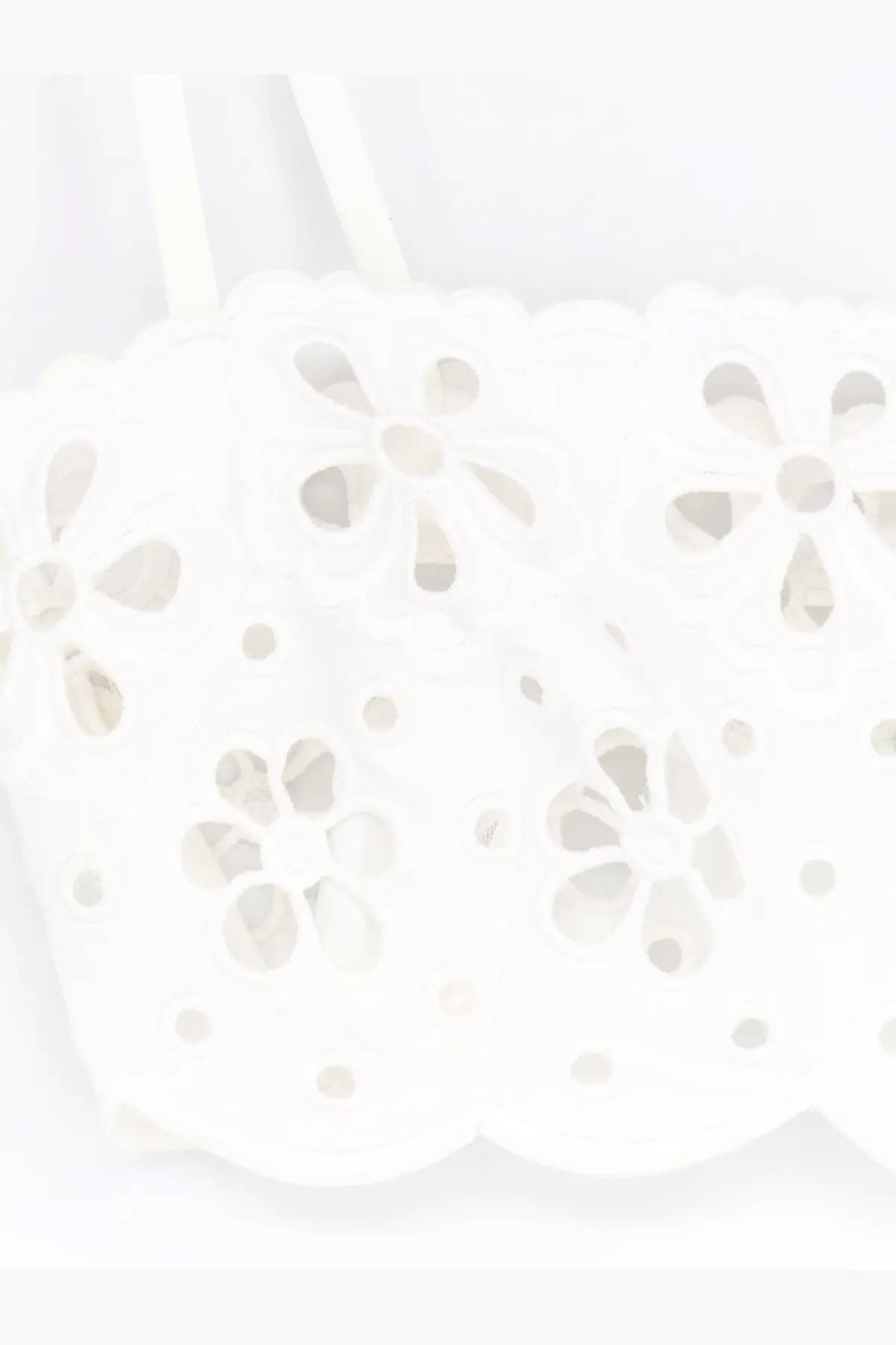 Dolce &amp; Gabbana women’s white cotton top with delicate floral cutout lace and scalloped edges