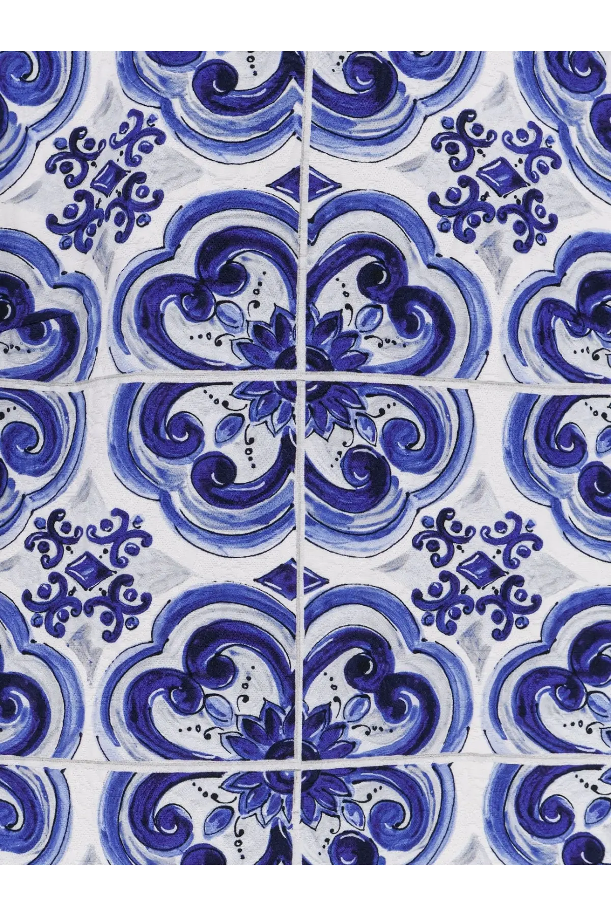 Dolce &amp; gabbana women’s cotton and viscose dress in blue with intricate blue and white ceramic tile floral patterns