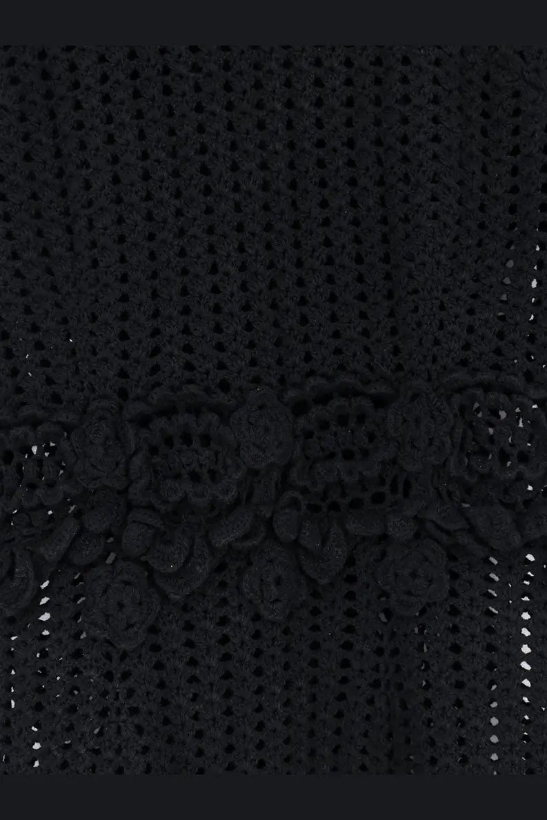 Dolce &amp; Gabbana women’s black lace dress with intricate floral embroidery and delicate crochet fabric texture