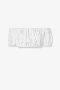 White elastic-waisted cotton bloomers with a soft gathered texture for comfortable wear