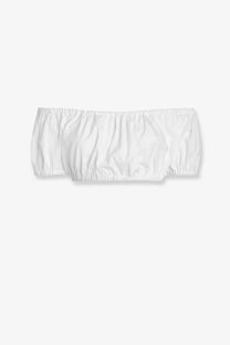 Dolce &amp; Gabbana women’s white elasticated cotton poplin bandeau top with gathered ruched design cropped style
