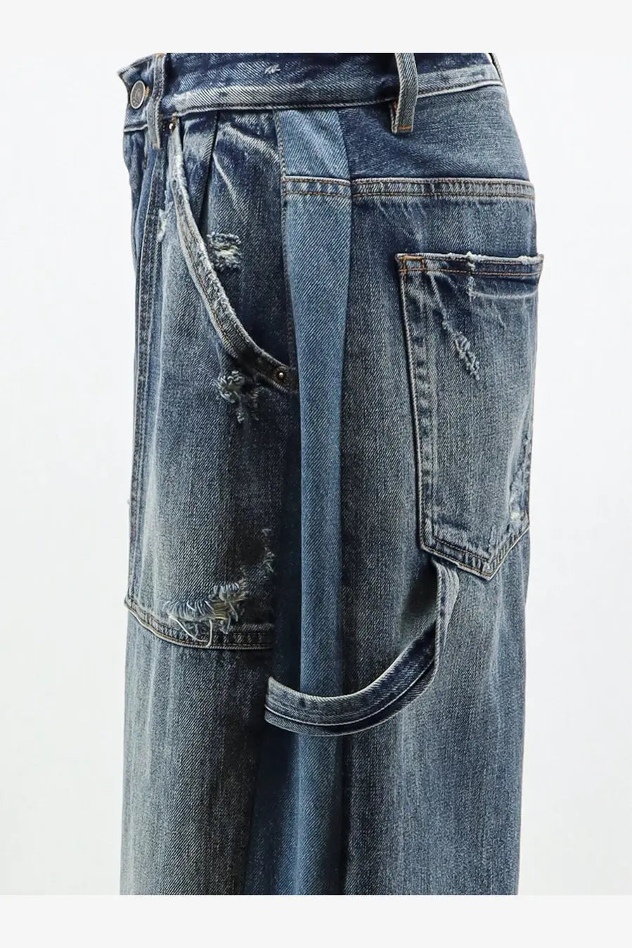 Dolce &amp; Gabbana women’s blue distressed denim Bermuda shorts with frayed edges and wide-leg cut