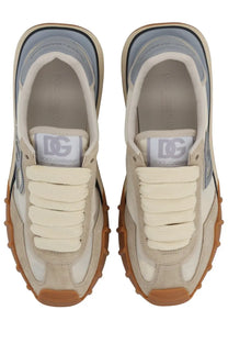 Dolce &amp; Gabbana women’s beige chunky sneaker with suede mesh and rubber details for athletic wear