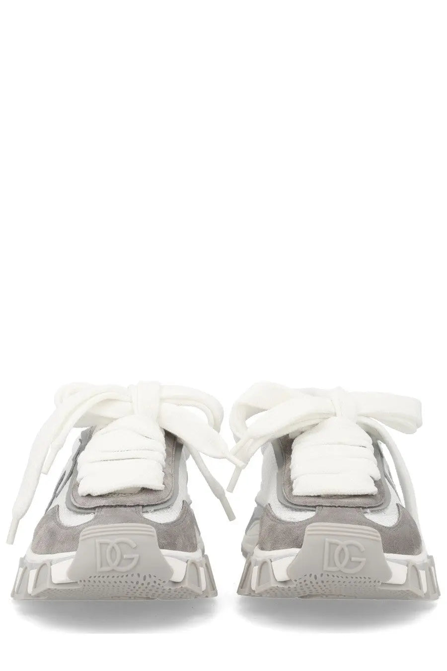 Dolce &amp; Gabbana women’s dg country road sneaker grey with chunky sole gray and white leather and braided laces