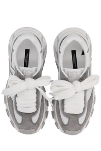 Dolce &amp; Gabbana women’s DG Country Road sneaker grey chunky sneakers with suede upper mesh panels and thick rubber soles