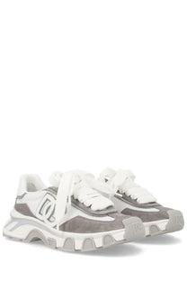 Dolce &amp; Gabbana women’s dg country road sneaker grey with chunky sole suede and mesh upper and logo detailing