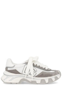 Dolce &amp; Gabbana women’s dg country road sneaker grey with white and gray suede and mesh upper and chunky sole